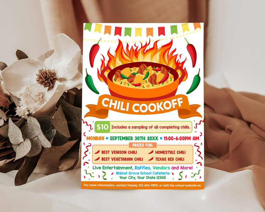 DIY Chili Cookoff Fundraiser Flyer Template | Chili Cook off Contest Flyer