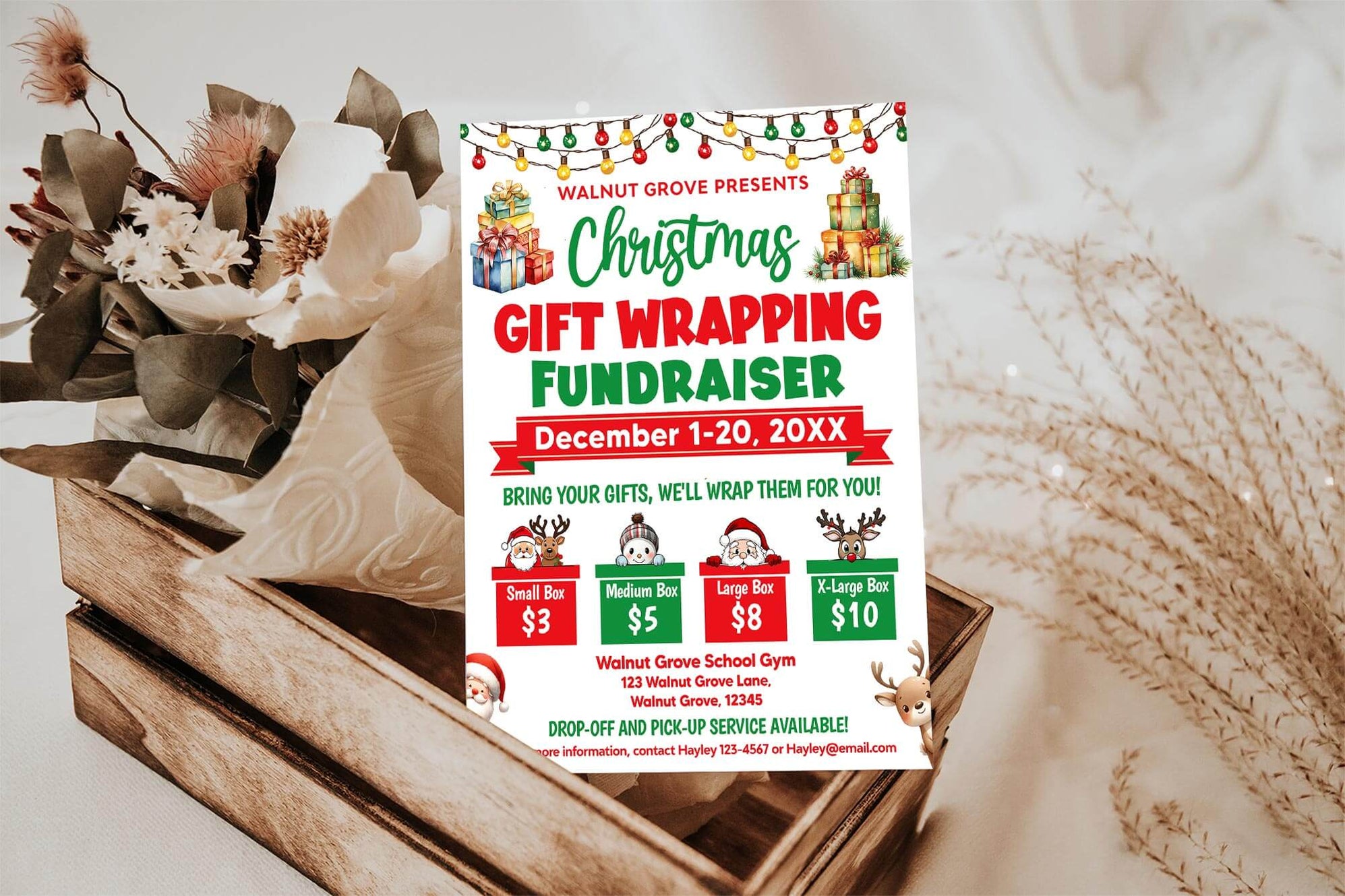 Christmas Gift Wrapping Fundraiser Flyer Template | Holiday Fundraising ...