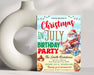 Funny Santa Christmas in July Birthday Invitation