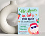 Cute Santa Christmas in July Pool Party Invite