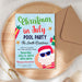 Cute Santa Christmas in July Pool Party Invite