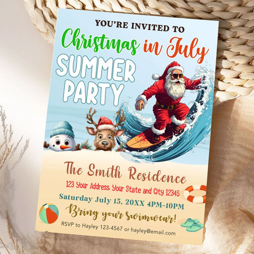 Cute Christmas in July Summer Party Invitation