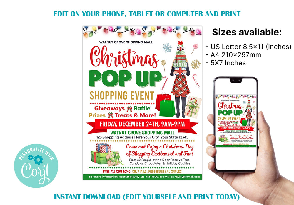 Customizable Christmas Pop-Up Event Flyer Printable