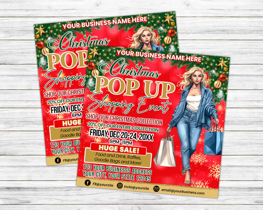 Custom Christmas Pop-Up Event Shopping Flyer