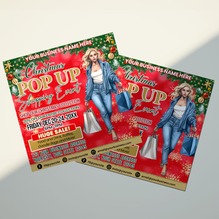 Custom Christmas Pop-Up Event Shopping Flyer