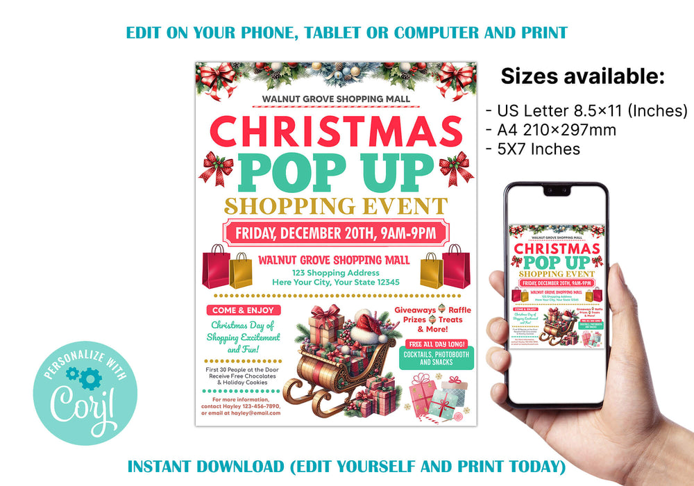 Editable Christmas Shopping Event Pop-Up Flyer