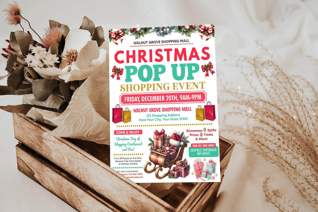 Editable Christmas Shopping Event Pop-Up Flyer