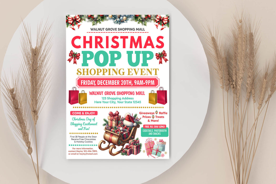 Editable Christmas Shopping Event Pop-Up Flyer