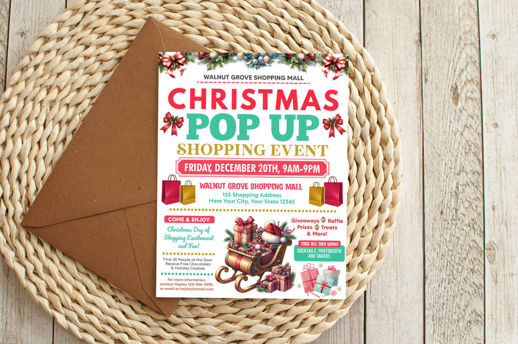 Editable Christmas Shopping Event Pop-Up Flyer