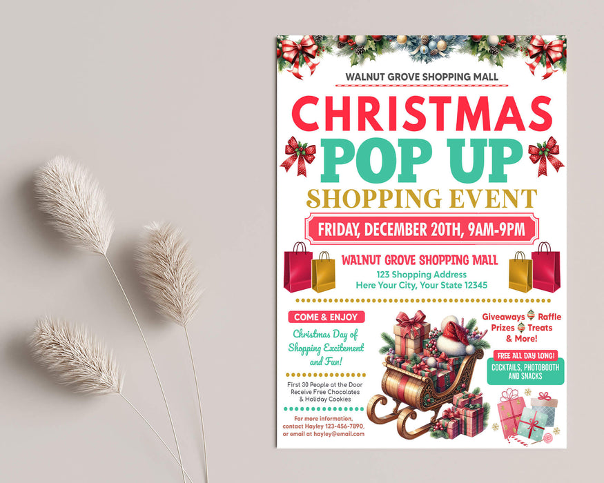 Editable Christmas Shopping Event Pop-Up Flyer