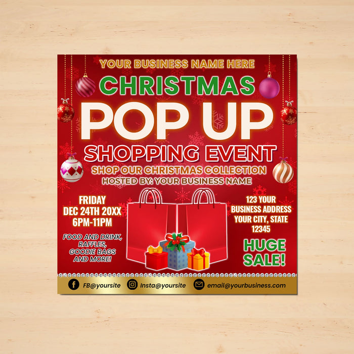 Printable Christmas Pop-Up Sale Event Flyer