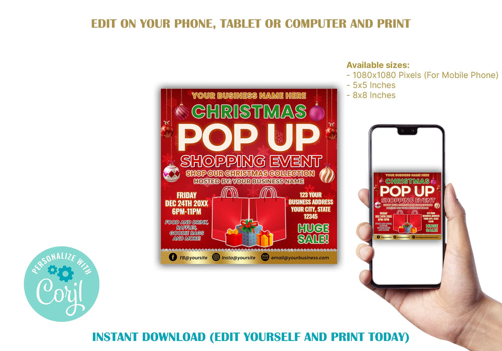 Printable Christmas Pop-Up Sale Event Flyer