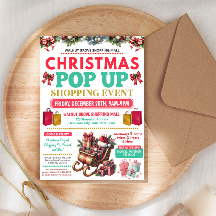 Editable Christmas Shopping Event Pop-Up Flyer