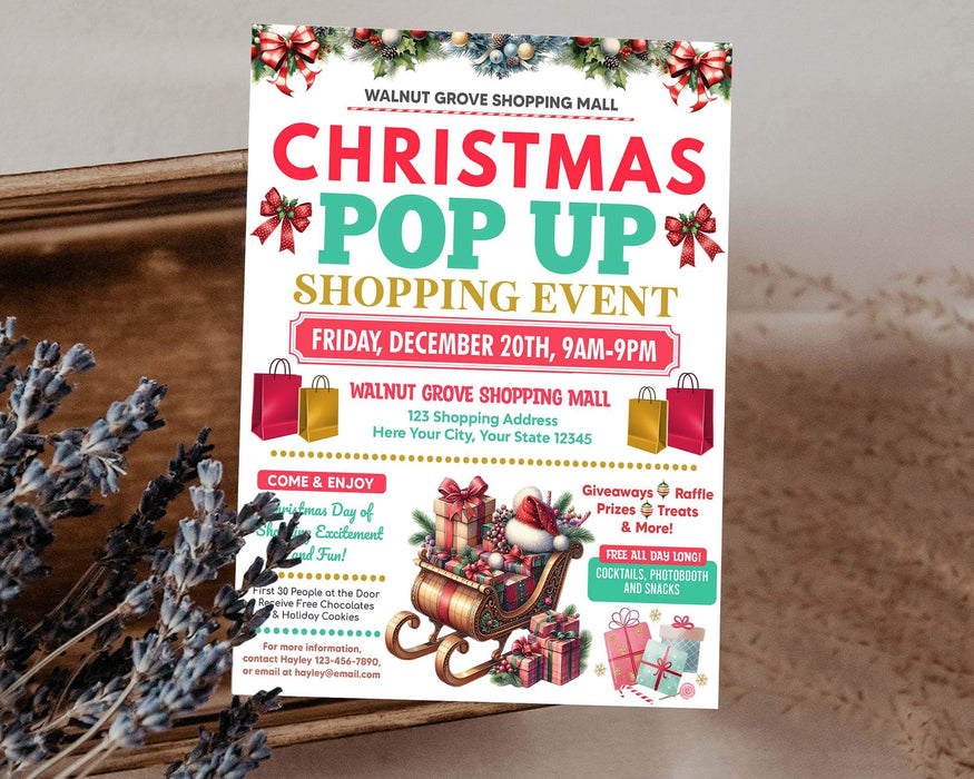 Editable Christmas Shopping Event Pop-Up Flyer