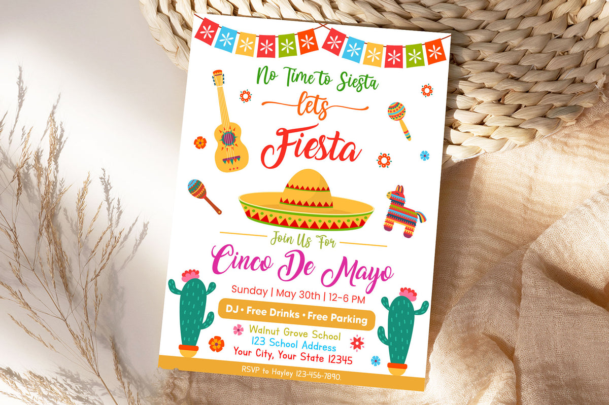 Customizable Cinco De Mayo Invitation Flyer Template | Mexican Fiesta Invite - Posh Park for Free Printable Blank Mexican Fiesta Invitations