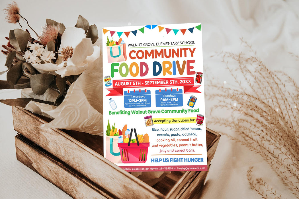 Customizable Community Food Drive Flyer Template | Fundraiser Flyer Invitation