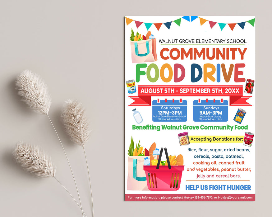 Customizable Community Food Drive Flyer Template | Fundraiser Flyer Invitation