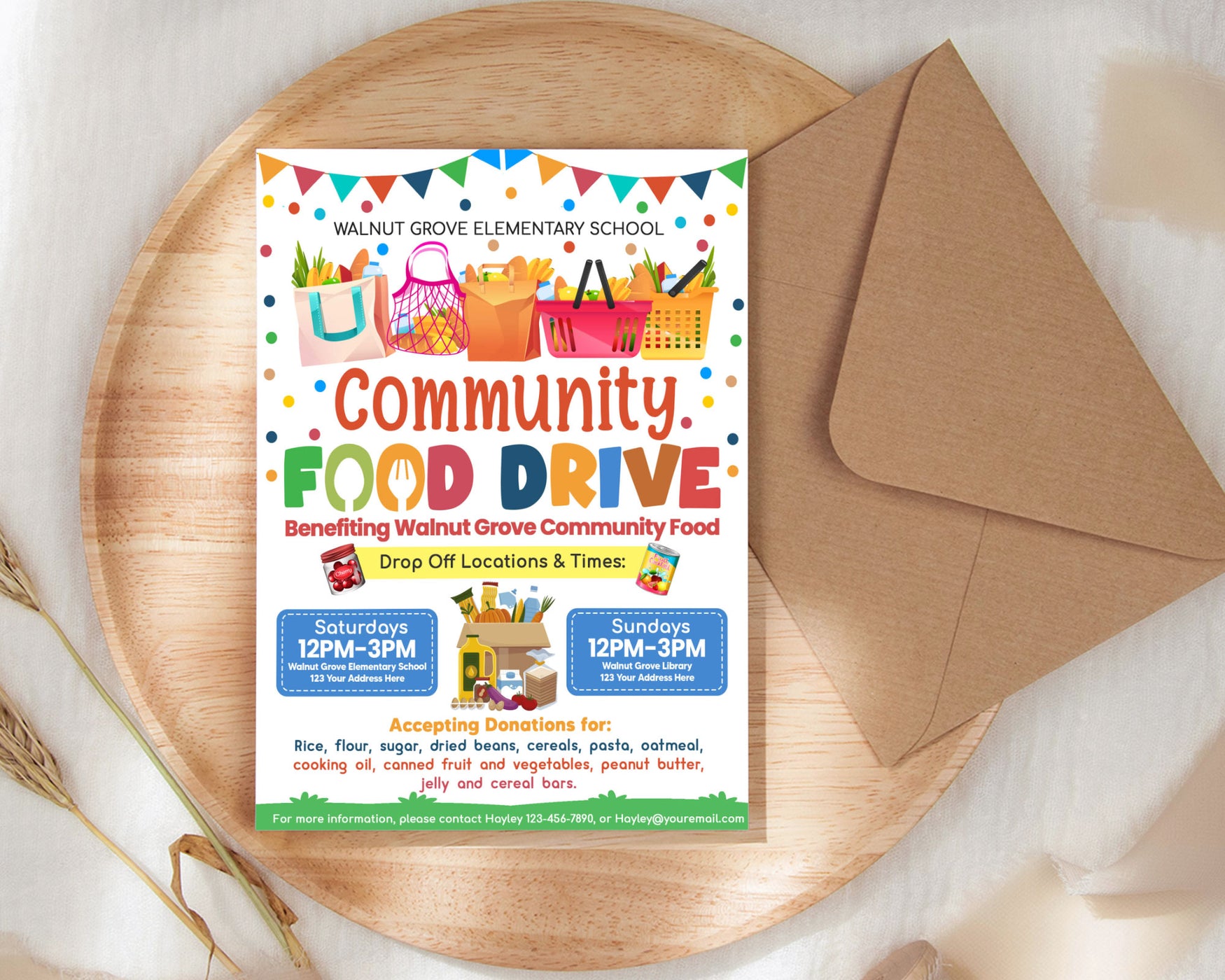 DIY Community Food Drive Flyer Template | Fundraising Event Flyer ...