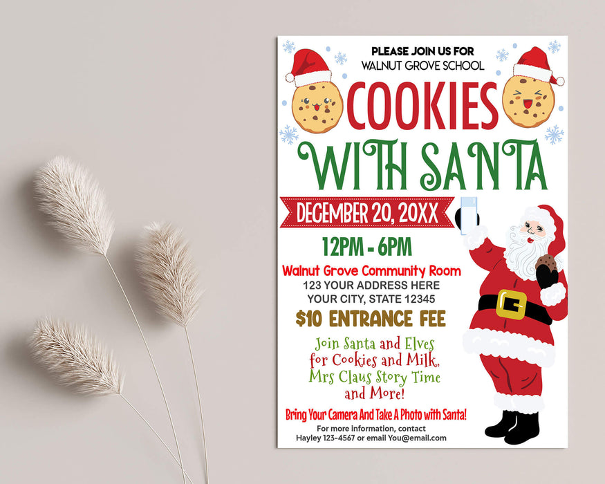 DIY Cookies With Santa Flyer | Christmas Cookies Holiday Event Invitation