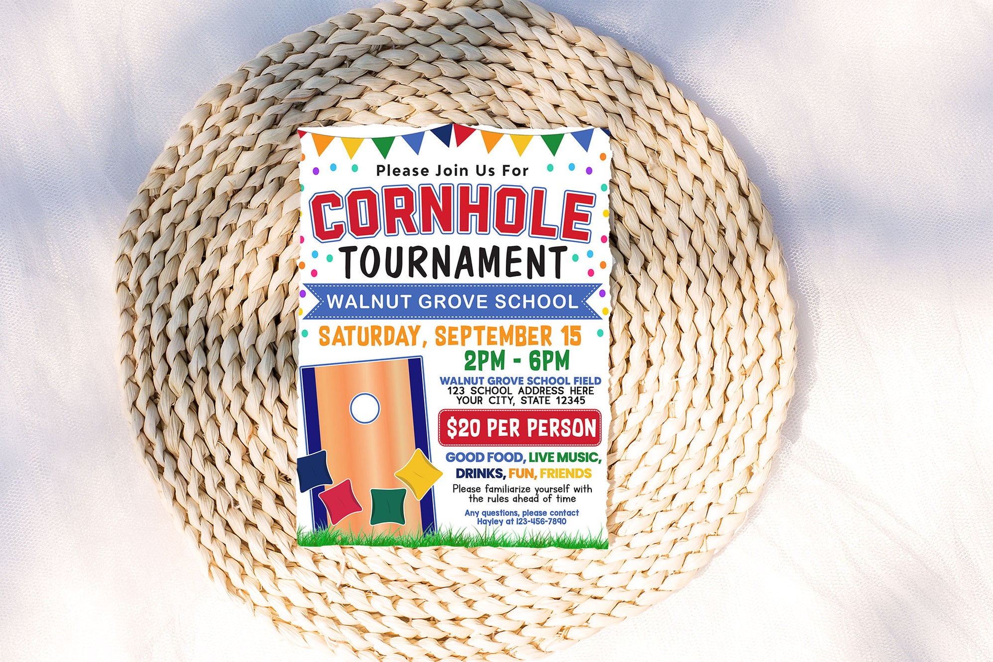 DIY Cornhole Tournament Fundraiser Flyer | School Sport Fundraising ...