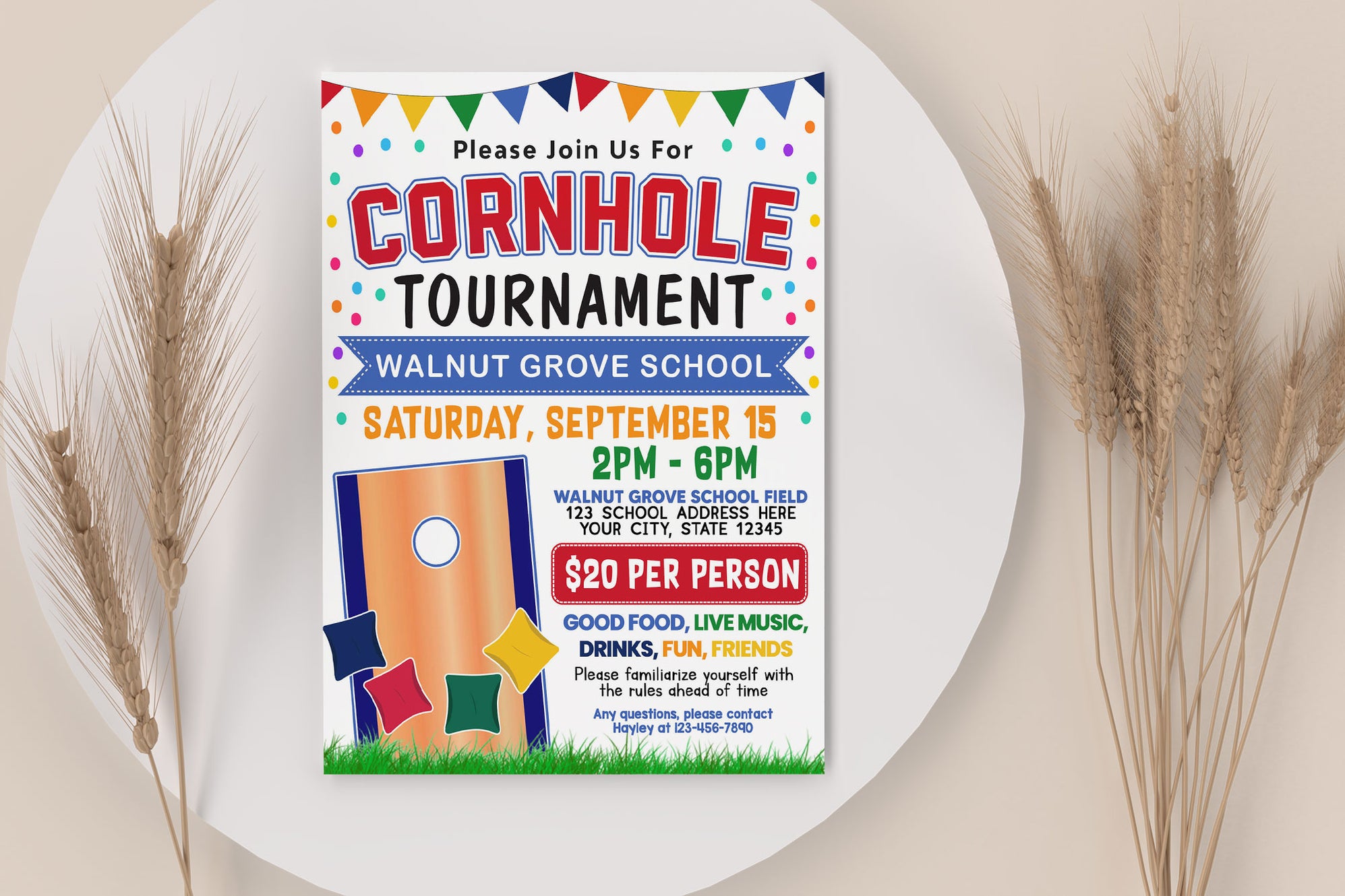 DIY Cornhole Tournament Fundraiser Flyer | School Sport Fundraising ...