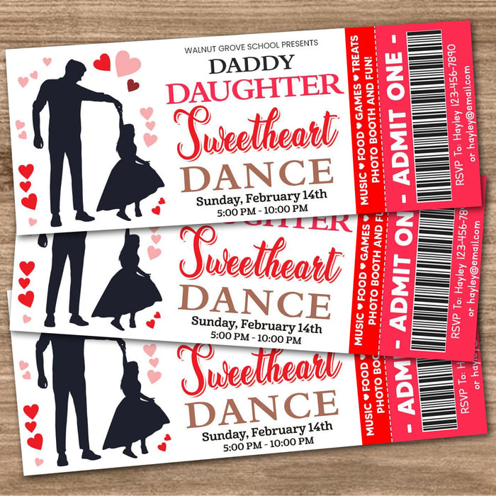 DIY Daddy Daughter Sweetheart Dance Ticket  and Flyer Template | School Valentine's Dance Bundle