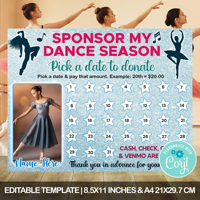 DIY Dance Competition Themed Donation Calendar Modern Dance Pick a