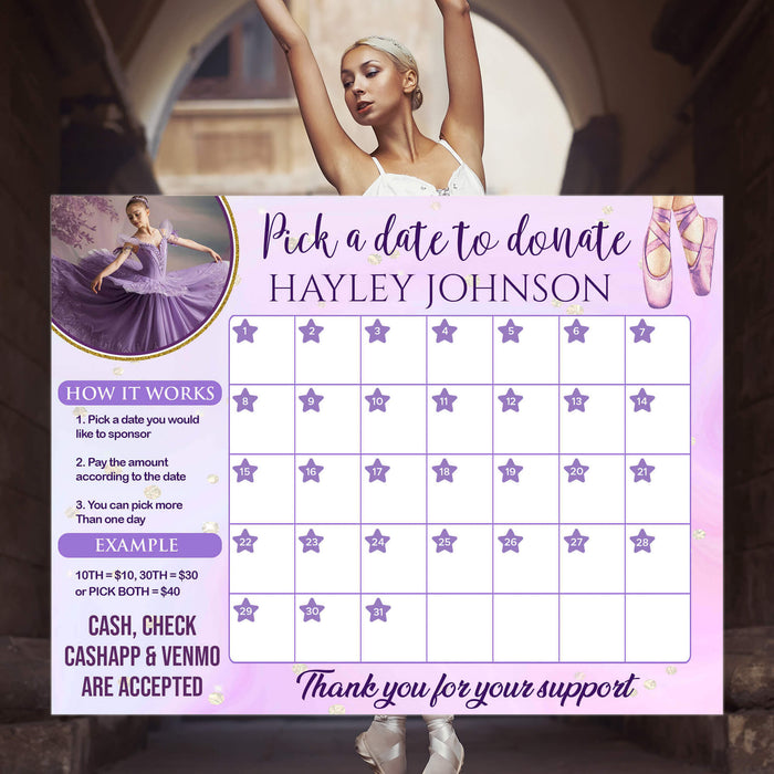 Customizable Dance Pick a Date to Donate | Ballet Ballerina Fundraising Donation Calendar Template - Posh Park customizable-dance-pick-a-date-to-donate-ballet-ballerina-fundraising-donation-calendar-template-posh-park