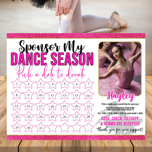 DIY Dance Themed Donation Calendar | Ballerina Pick a Date to Donate School Fundraiser Template