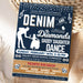 Daddy Daughter Denim and Diamonds Dance Fundraiser Flyer | PTO PTA School Dance Invitation Template