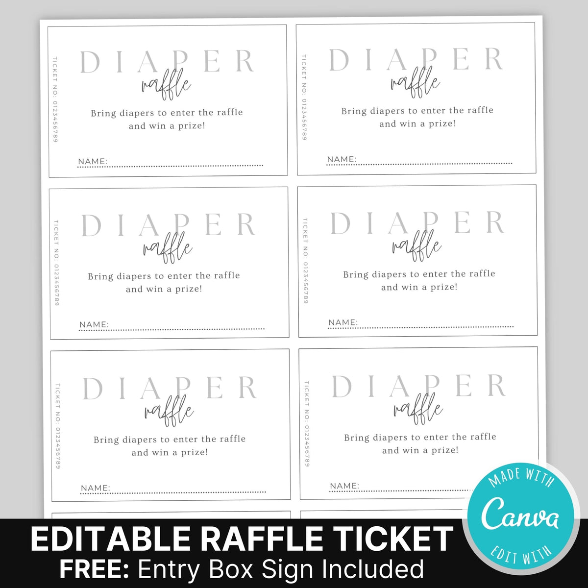 DIY Diaper Raffle Tickets Template for Baby Shower | Minimalist Baby ...