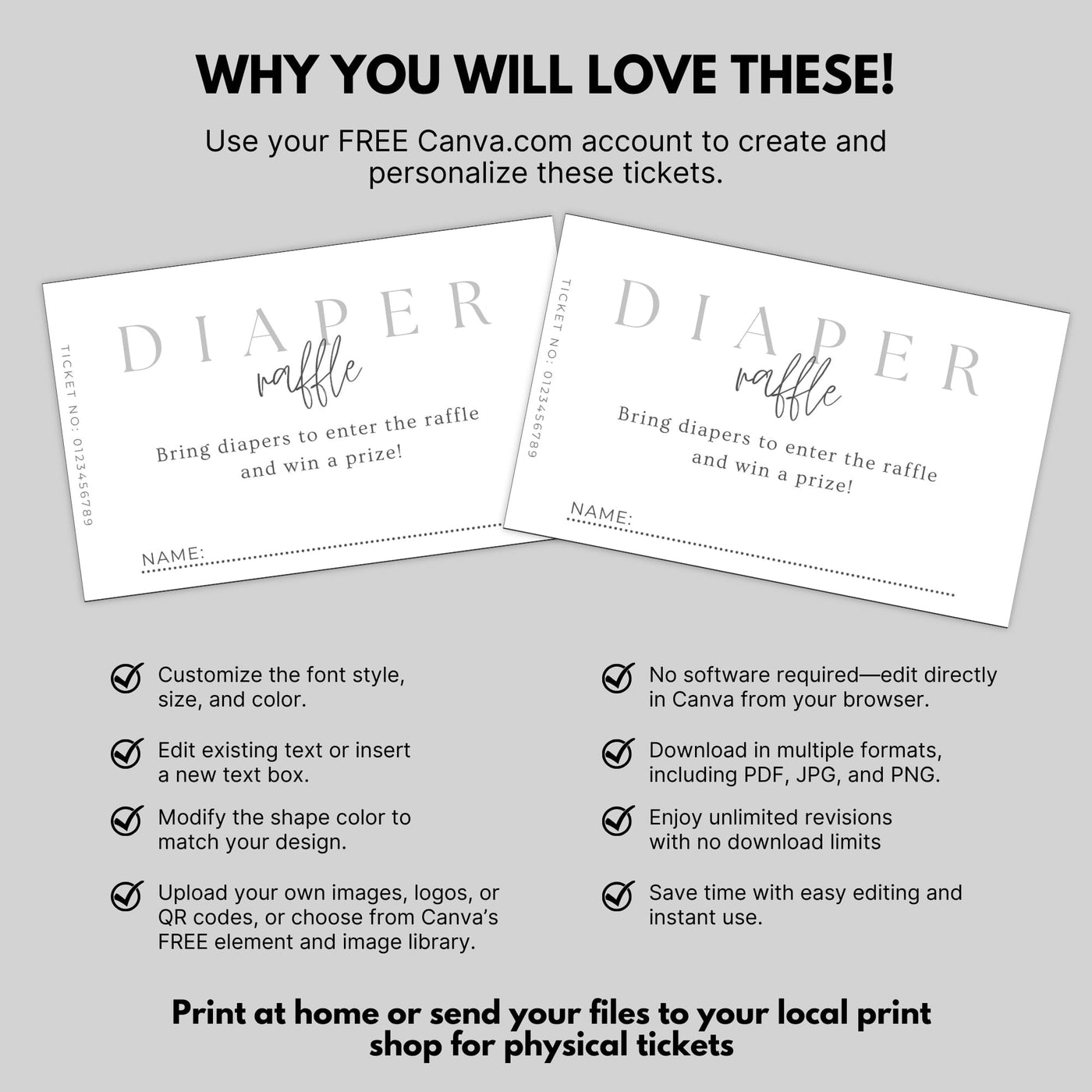 DIY Diaper Raffle Tickets Template for Baby Shower | Minimalist Baby ...