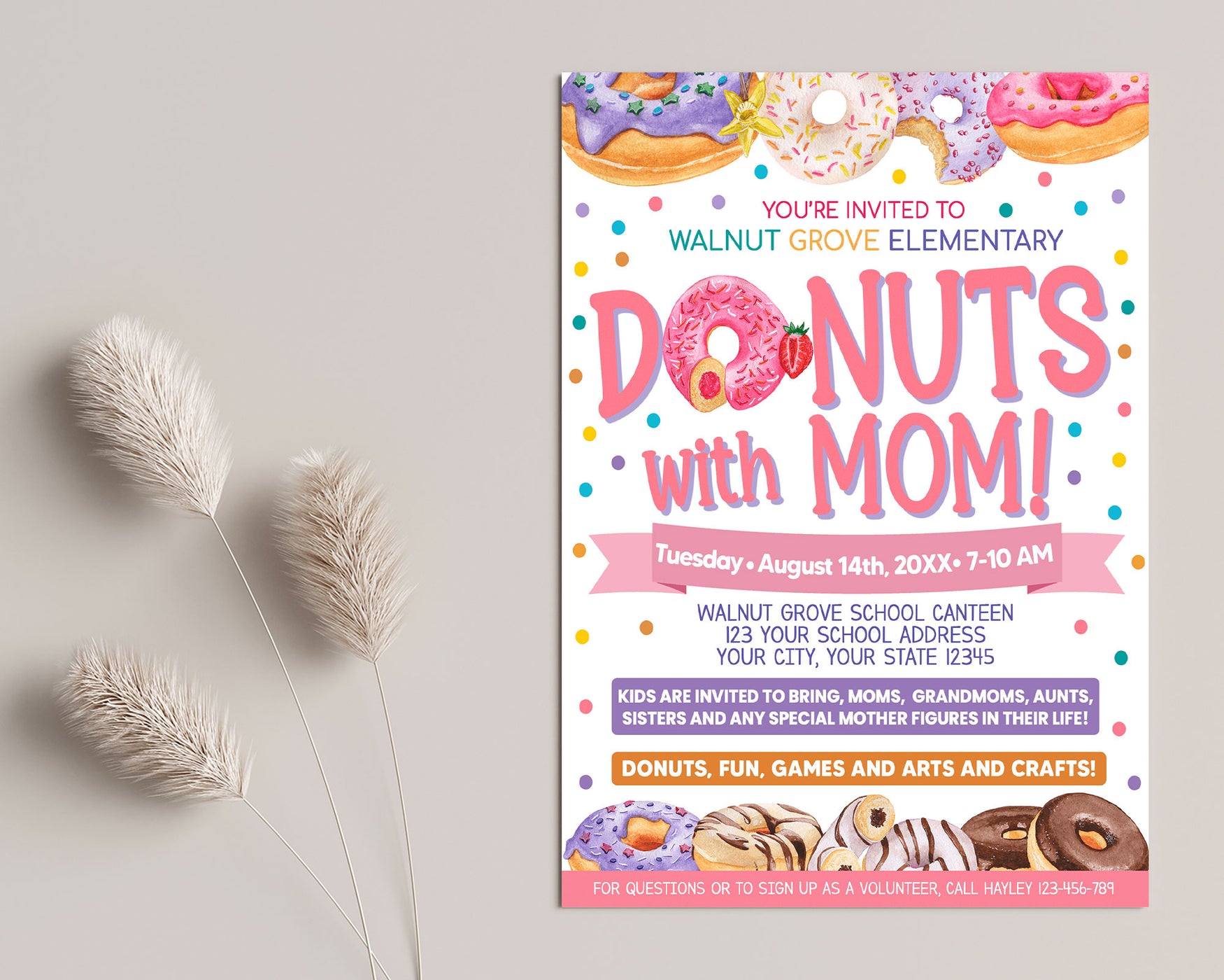 Customizable Donuts With Mom Flyer Template | Fundraiser Flyer ...