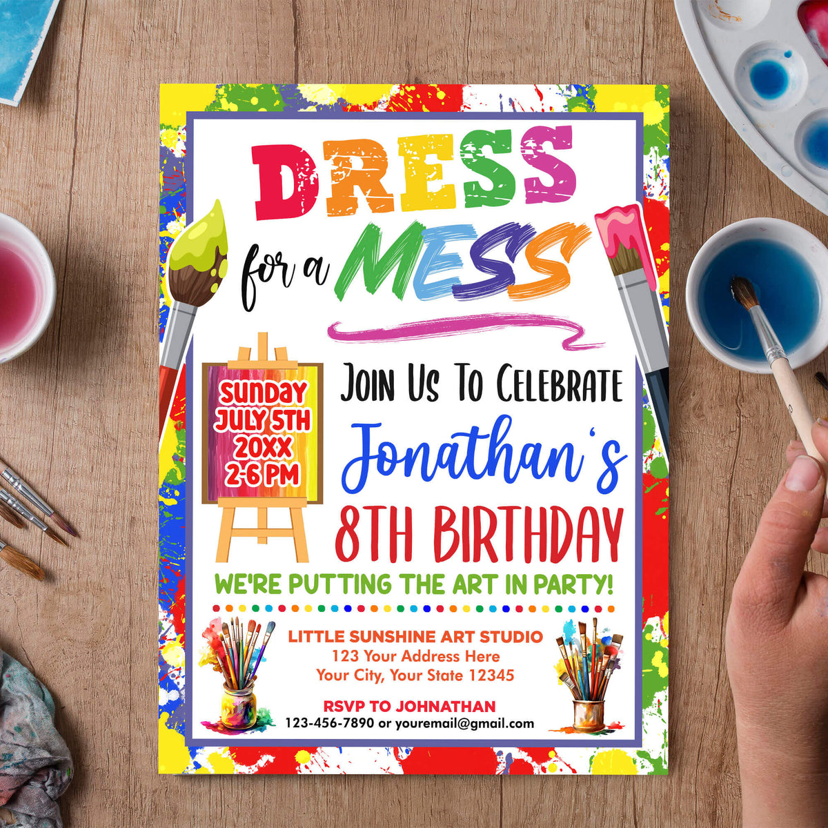 Customizable Art Themed Party Invitation Dress For A Mess Birthday