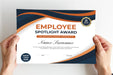 Custom Employee Spotlight Award Certificate Editable