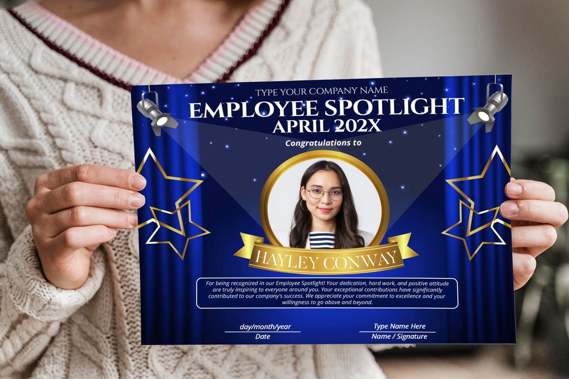 Employee Spotlight Certificate | Star Employee Recognition Template ...