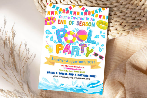 DIY End of Season Pool Party Invitation | Summer Party Bash Flyer Invite Template