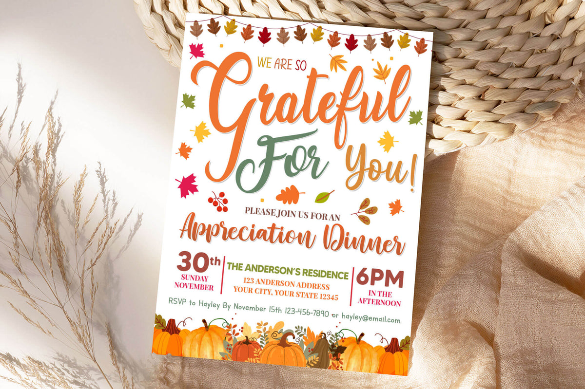 DIY Fall Appreciation Dinner Invitation | Grateful For You Teacher ...