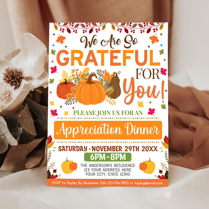 Fall Staff Rafffle Customizable Fall Appreciation Dinner Invitation Template | Grateful ...