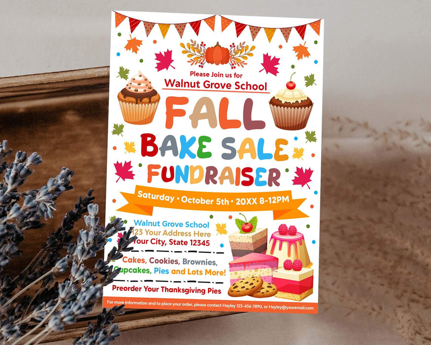 Fall Bake Off Events DIY Fall Bake Sale Flyer Template | Autumn Sale Event Invitation Flyer ...
