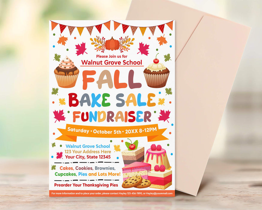 DIY Fall Bake Sale Flyer Template | Autumn Sale Event Invitation Flyer