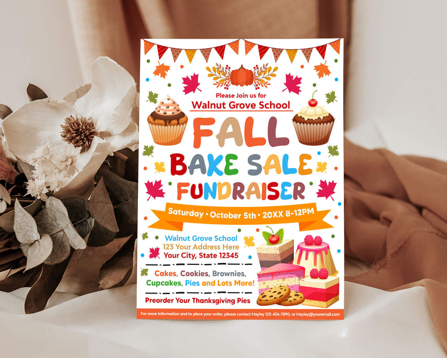 Fall Bake Off Events DIY Fall Bake Sale Flyer Template | Autumn Sale Event Invitation Flyer ...