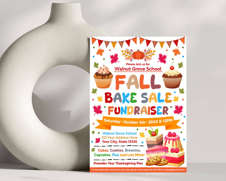 Fall Bake Off Events DIY Fall Bake Sale Flyer Template | Autumn Sale Event Invitation Flyer ...