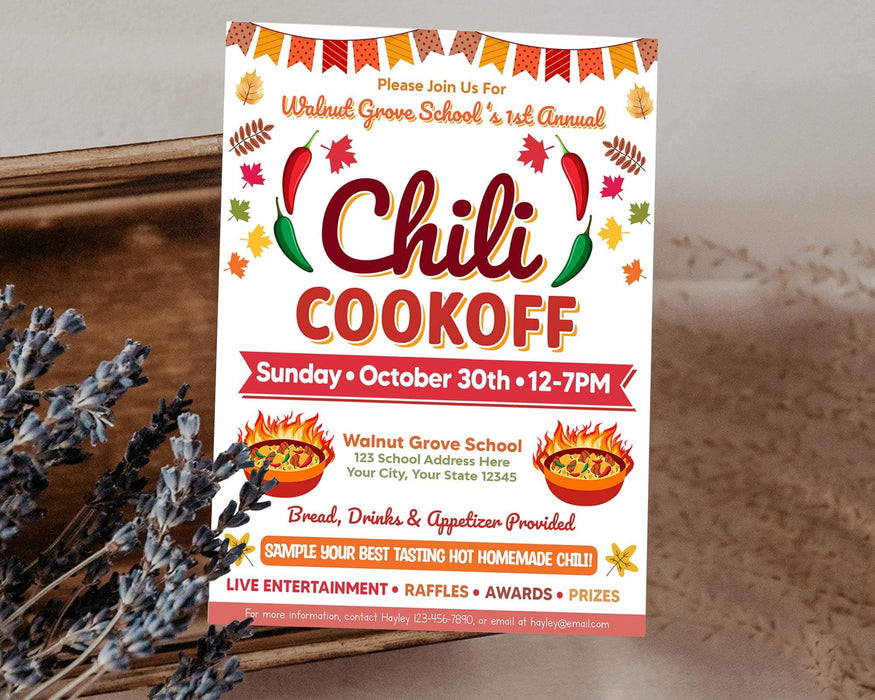 Customizable Fall Chili Cook-Off Flyer Template | Fall PTA PTO School ...