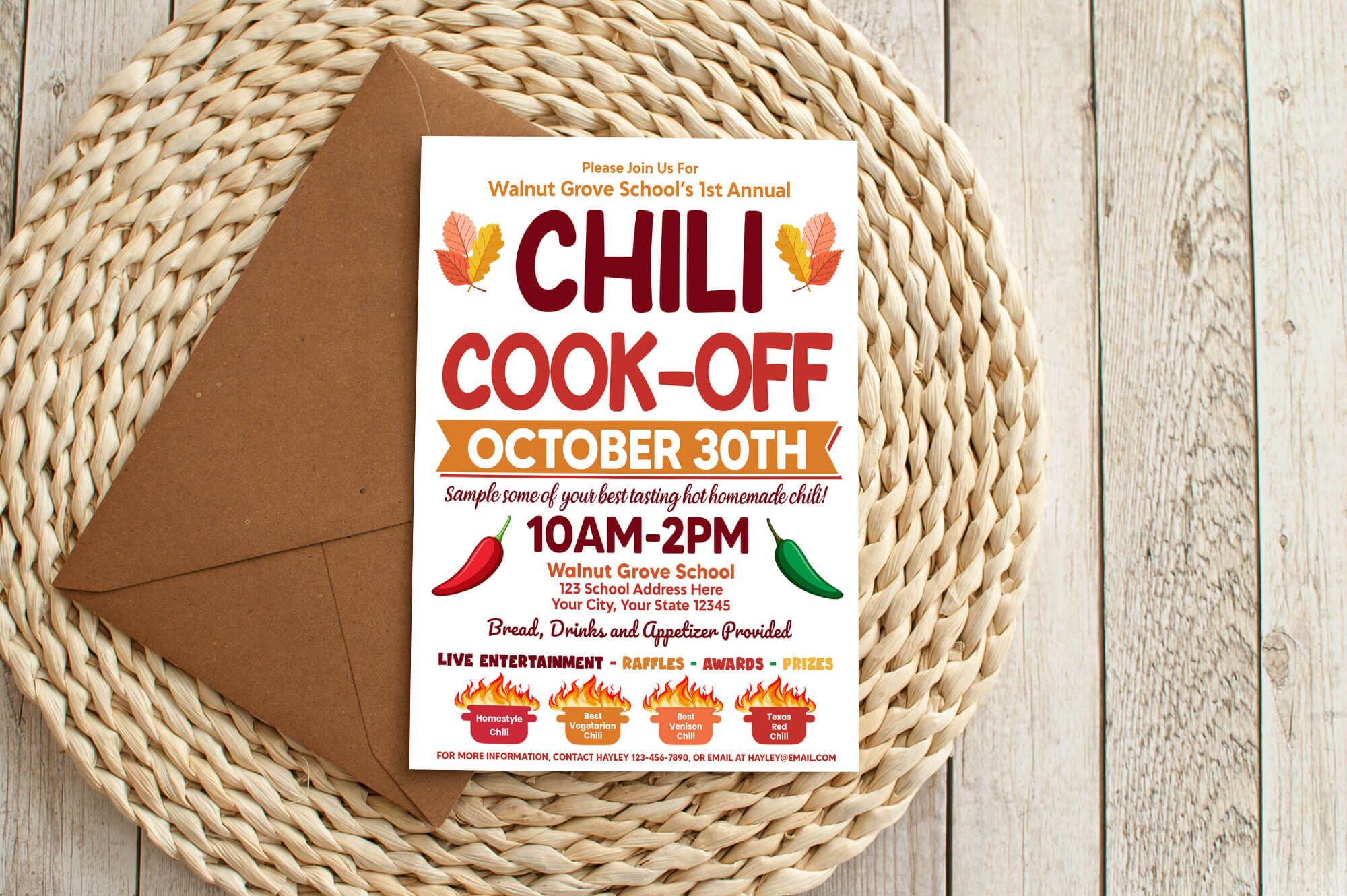 Fall Chili Cook-Off Flyer Template | Autumn Cooking Competition Poster ...