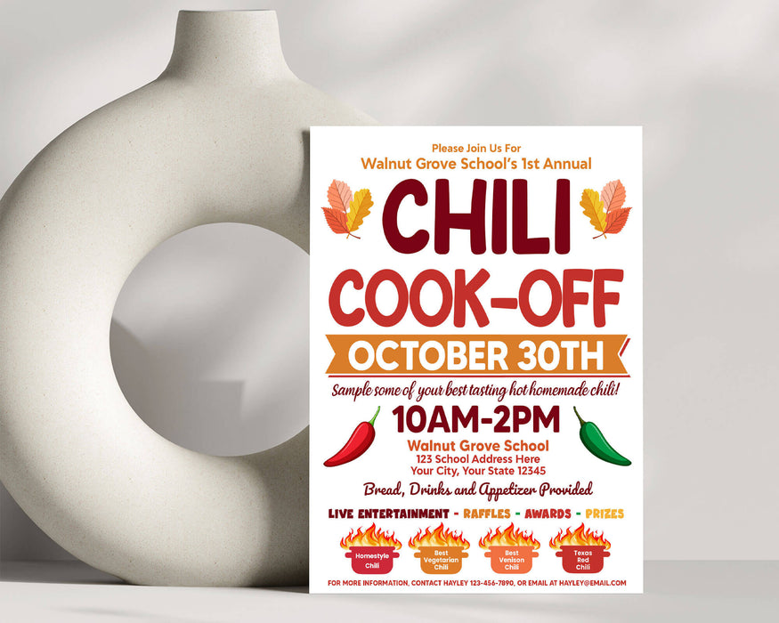 Fall Chili Cook-Off Flyer Template | Autumn Cooking Competition Poster