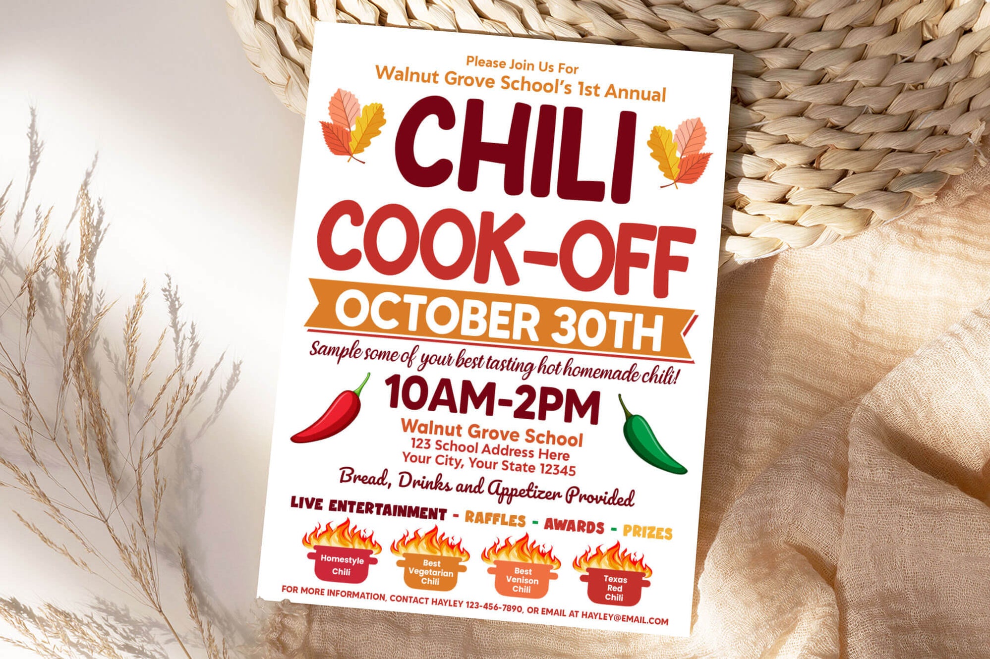Fall Chili Cook-Off Flyer Template | Autumn Cooking Competition Poster ...