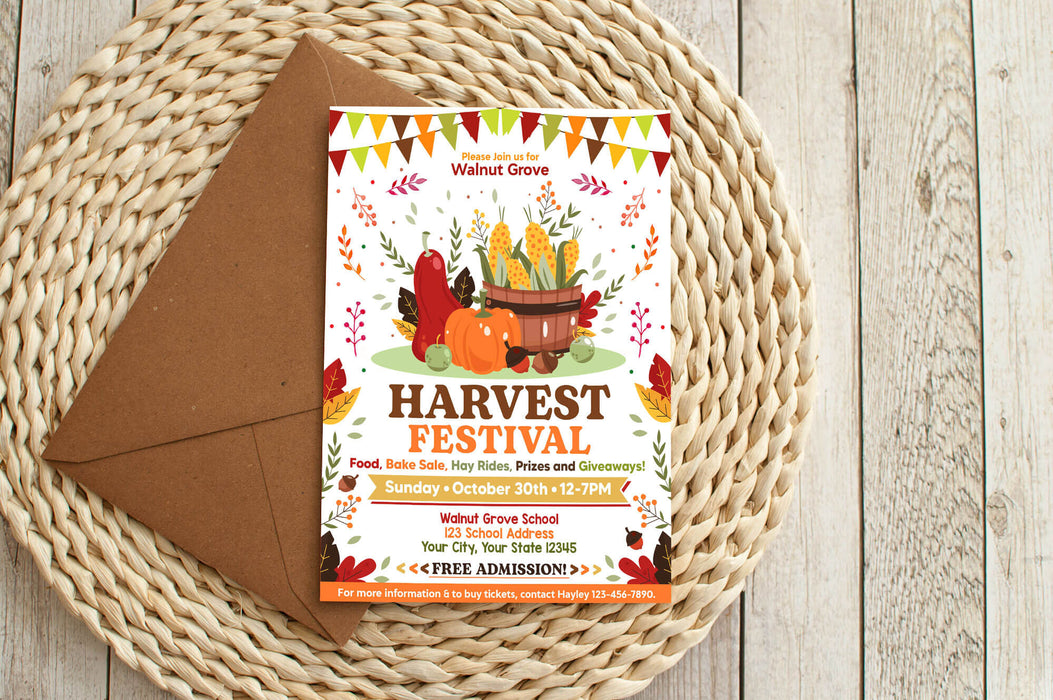 Customizable Fall Harvest Festival Flyer Template | Autumn Festival Invitation Flyer