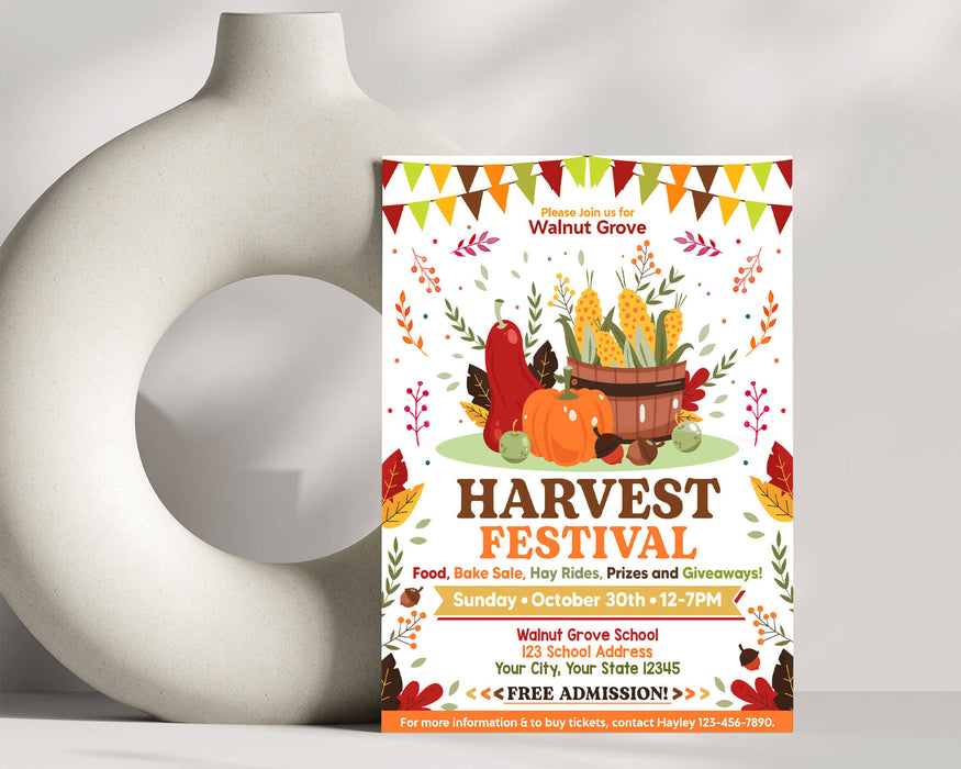 Customizable Fall Harvest Festival Flyer Template | Autumn Festival Invitation Flyer