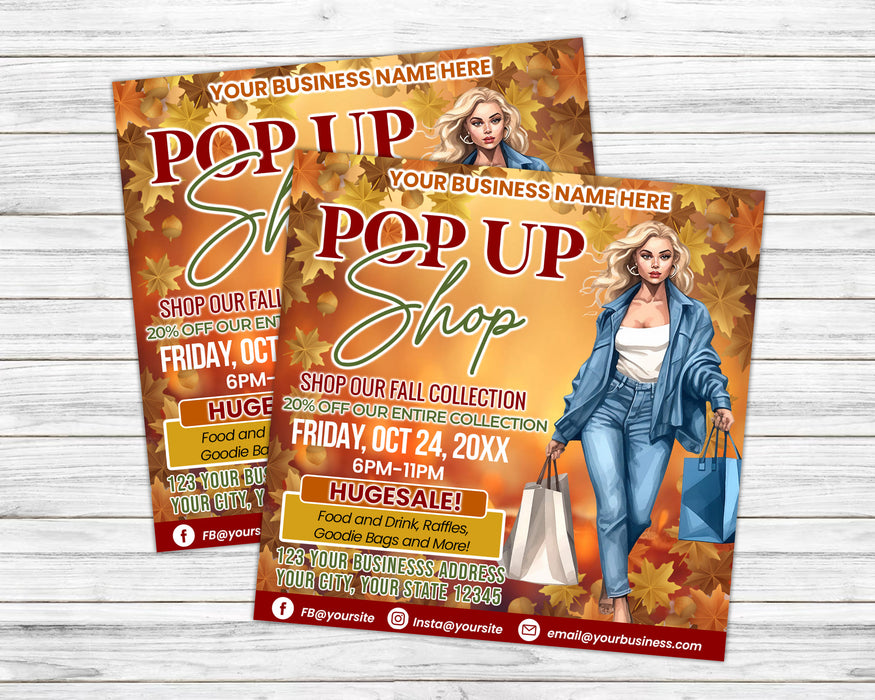 Editable Fall Pop Up Market Flyer Template